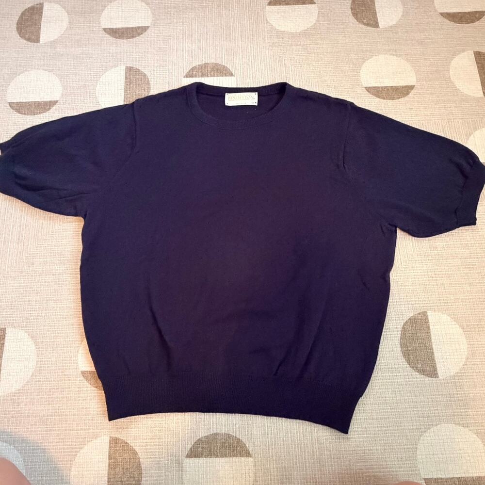 Pendleton Sophisticates Navy Short Sleeve Knit Sweater Made in USA Vintage
